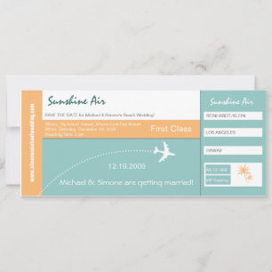 Carton d'embarquement Invitation de mariage turquo