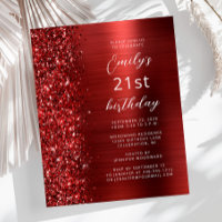 Carton d'invitation 21ème anniversaire Red Glam Gl
