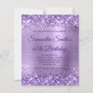 Carton d'invitation 60 ans au monogramme en feuill