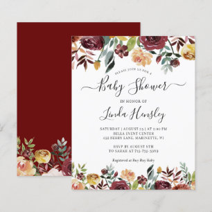 Carton d'invitation à une baby shower Burgundy Rou