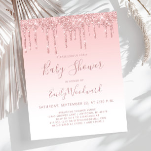 Carton d'invitation à une baby shower fille rose p