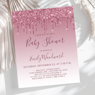 Carton d'invitation à une baby shower pailleté Bur