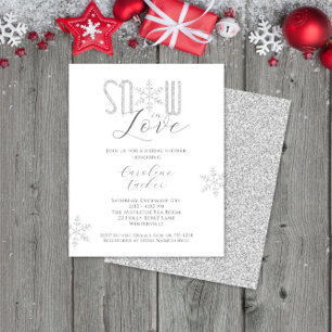 Carton d'invitation au mariage argenté Snow in Lov