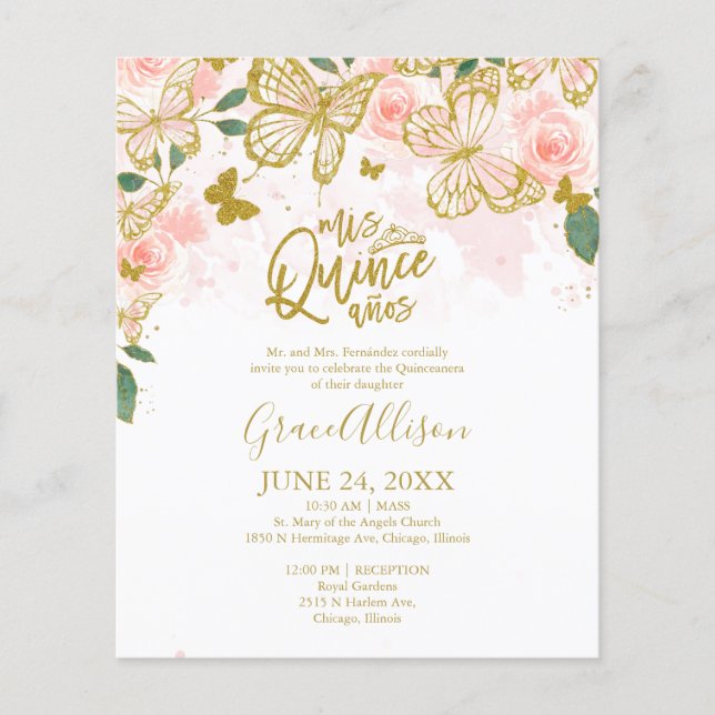 Carton d'invitation bilingue pour Quinceanera papi (Devant)