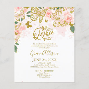 Carton d'invitation bilingue pour Quinceanera papi