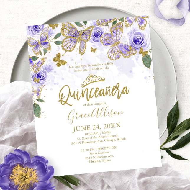 Carton d'invitation bilingue pour Quinceanera papi (Créateur téléchargé)