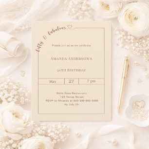Carton d'invitation d'anniversaire 50 ans et fabul