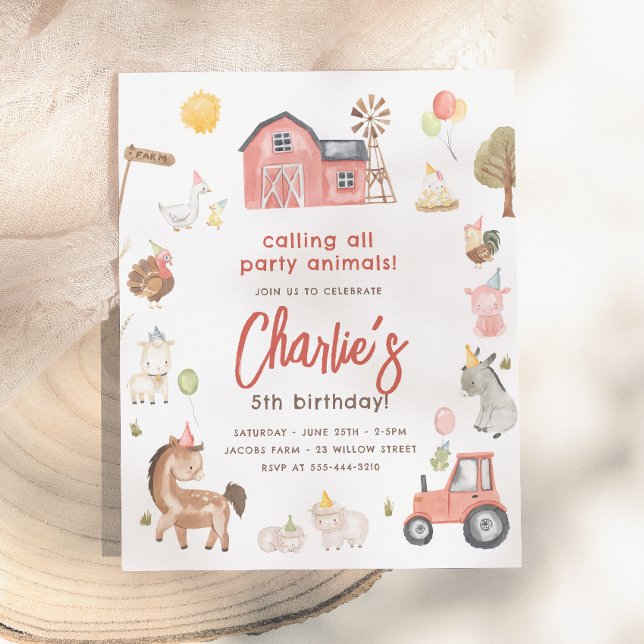 Carton d'invitation d'anniversaire à thème animaux (Créateur téléchargé)