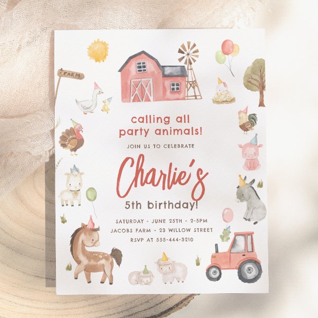 Carton d'invitation d'anniversaire à thème animaux (Créateur téléchargé)