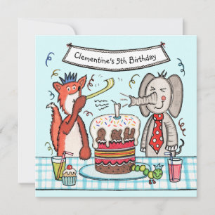 Carton d'invitation d'anniversaire Animaux de Fête