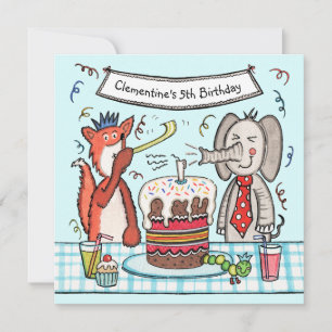 Carton d'invitation d'anniversaire Animaux de Fête