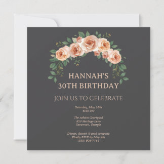 Carton d'invitation d'anniversaire avec arche flor