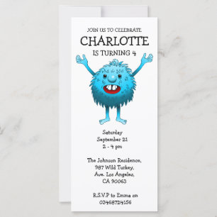 Carton d'invitation d'anniversaire de monstre mign