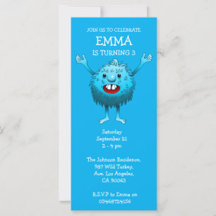 Carton d'invitation d'anniversaire de monstre mign