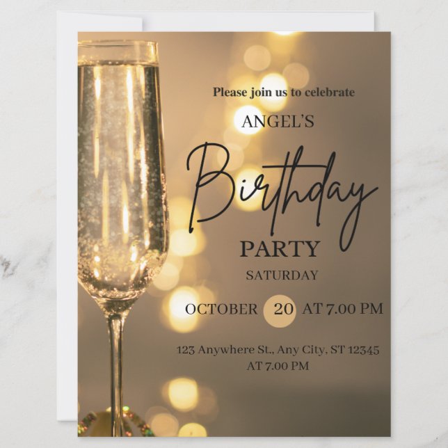 Carton d'invitation d'anniversaire Luxe Lumières D (Devant)