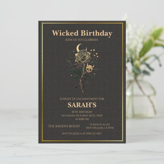 Carton d'invitation d'anniversaire méchant, Carte  (Debout devant)