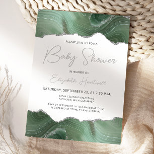 Carton d'invitation de Baby Shower Vert Sauge et A