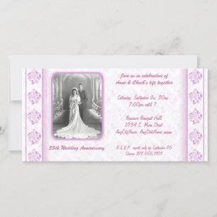 Carton d'invitation de fête à motif damassé et pai