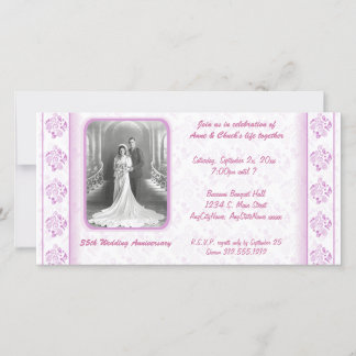 Carton d'invitation de fête à motif damassé et pai