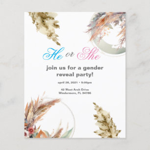 Carton d'invitation de fête avec une révélation en