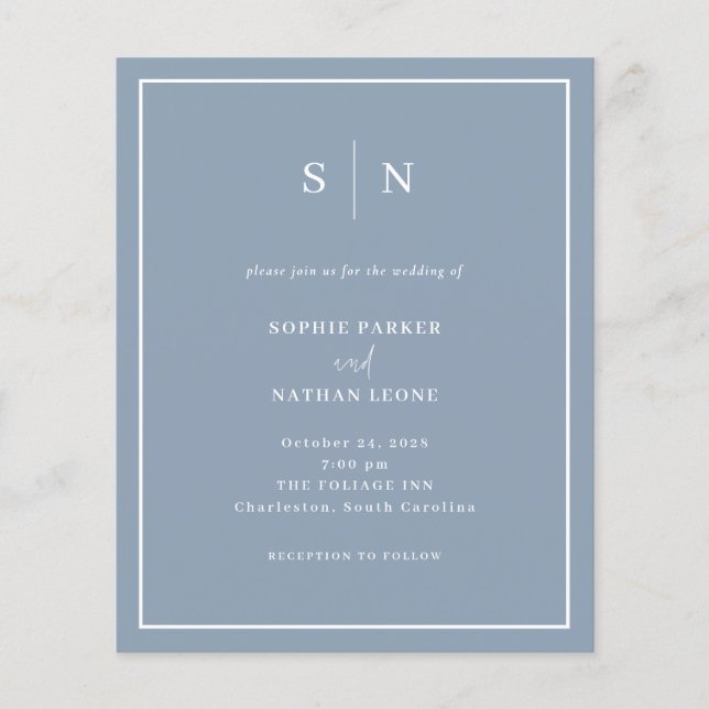 Carton d'invitation de mariage à budget avec code  (Devant)