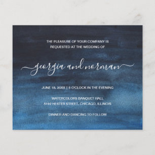Carton d'invitation de mariage à budget en bleu ma