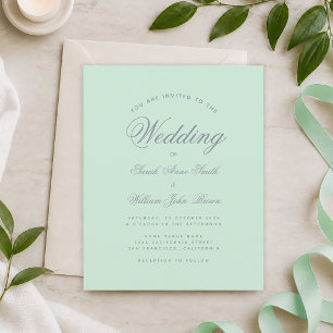 Carton d'invitation de mariage à budget vert menth