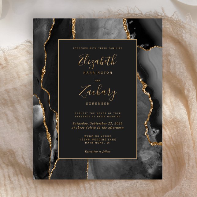 Carton d'invitation de mariage à cadre en agate no (Créateur téléchargé)
