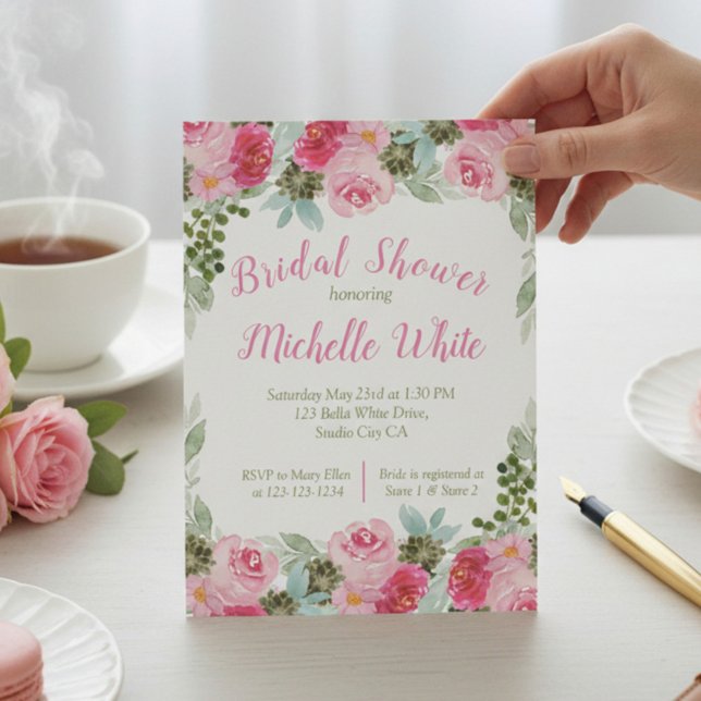 Carton d'invitation de mariage à l'aquarelle fleur (Créateur téléchargé)