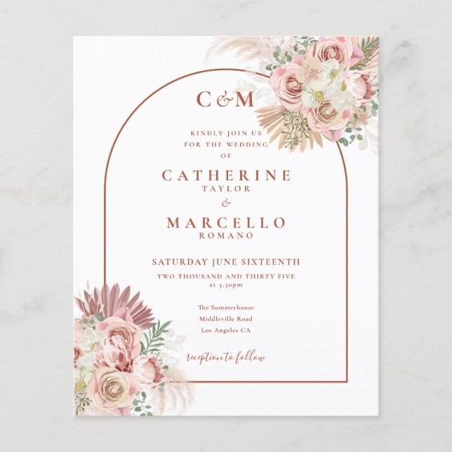 Carton d'invitation de mariage à monogramme avec h (Devant)