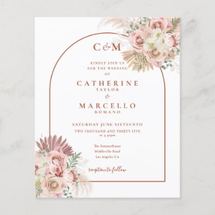 Carton d'invitation de mariage à monogramme avec h
