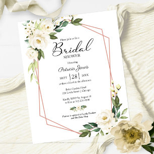 Carton d'invitation de mariage à motif floral blan