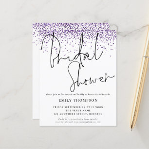 Carton d'invitation de mariage à paillettes violet