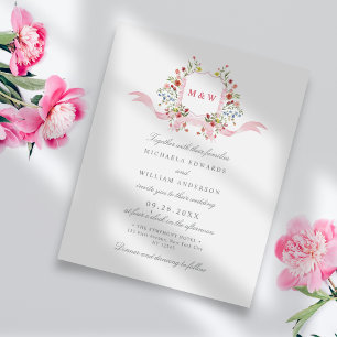 Carton d'invitation de mariage au blason floral aq