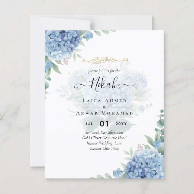 Carton d'invitation de mariage au code QR avec Hyd (Devant)
