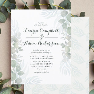 Carton d'invitation de mariage au eucalyptus vert