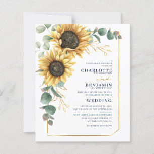 Carton d'invitation de mariage au tournesol floral