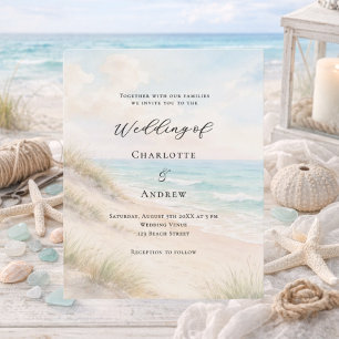 Carton d'invitation de mariage aux dunes de sable 