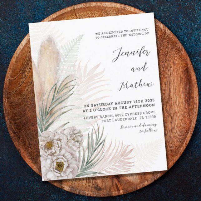 Carton d'invitation de mariage aux fleurs blanches (Créateur téléchargé)