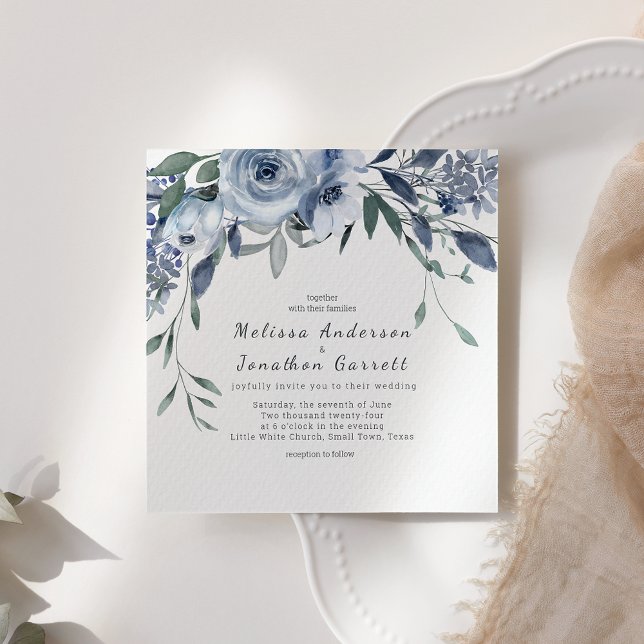 Carton d'invitation de mariage aux fleurs roses bl (Créateur téléchargé)