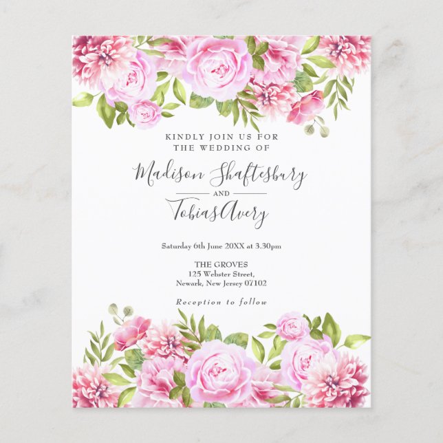 Carton d'invitation de mariage avec photo florale  (Devant)