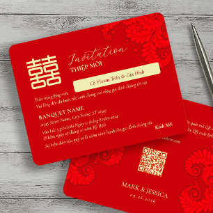 Carton d'invitation de mariage bilingue vietnamien