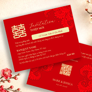 Carton d'invitation de mariage bilingue vietnamien