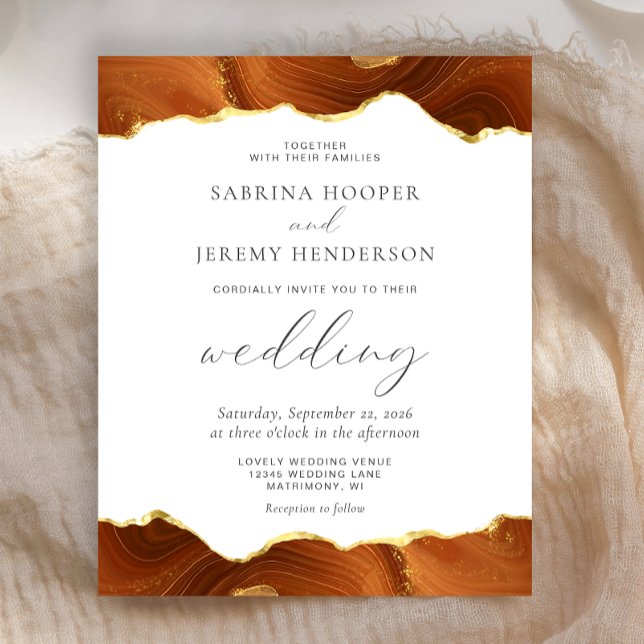 Carton d'invitation de mariage Budget Agate Orange (Créateur téléchargé)
