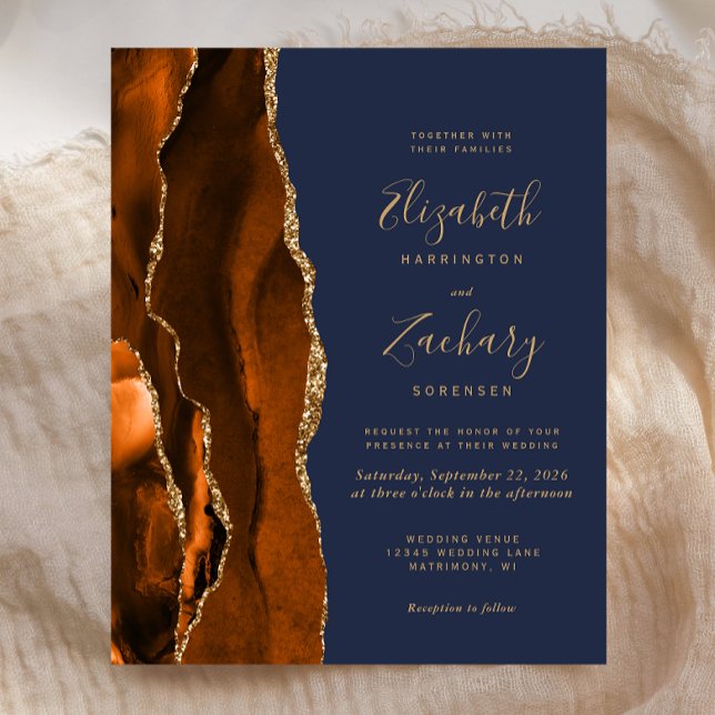 Carton d'invitation de mariage Budget Burnt Orange (Créateur téléchargé)