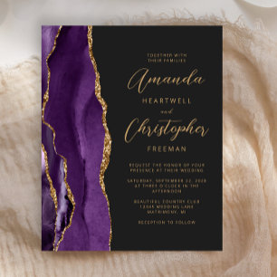 Carton d'invitation de mariage Budget Purple Gold