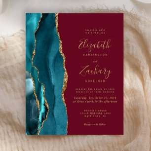 Carton d'invitation de mariage Burgundy Agate sarc