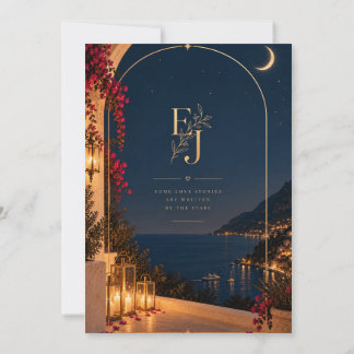 Carton d'invitation de mariage céleste bleu marine