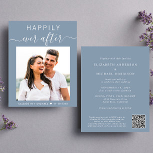 Carton d'invitation de mariage Chic Code QR Photo