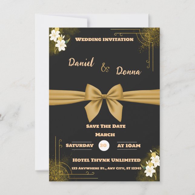 CARTON D'INVITATION DE MARIAGE CLASSIQUE (Devant)
